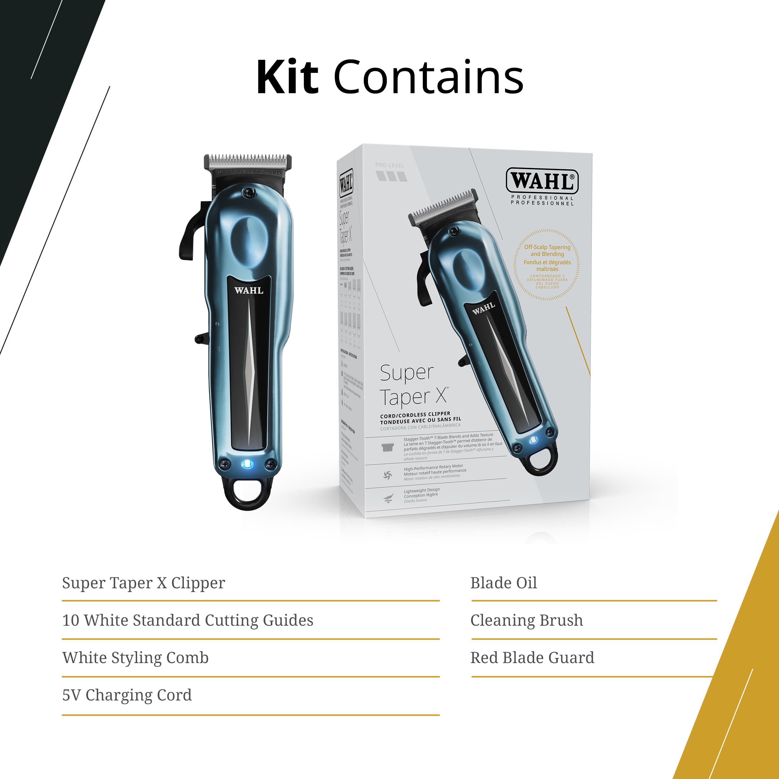 Wahl Professional Super Taper X Cordless Clipper, Stagger-Tooth